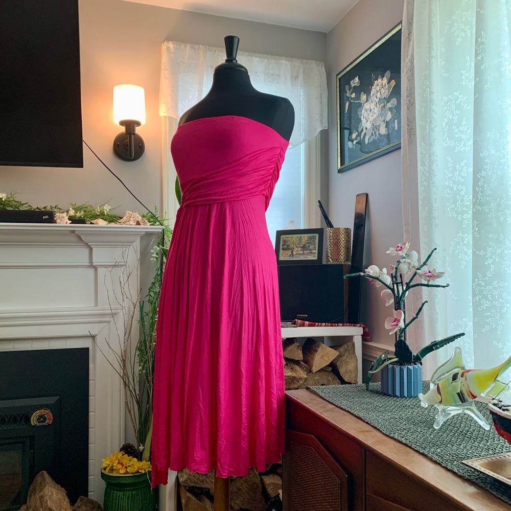 Elegant Everywear (Water Water) Fuchsia Pink Strapless Dress